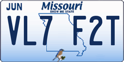 MO license plate VL7F2T