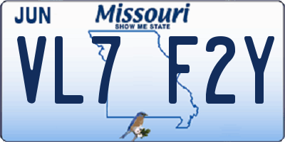 MO license plate VL7F2Y