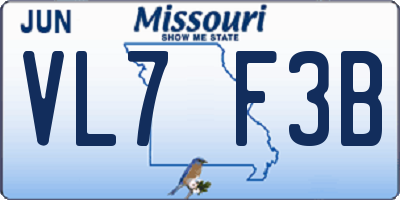 MO license plate VL7F3B