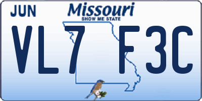 MO license plate VL7F3C