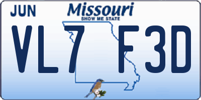 MO license plate VL7F3D