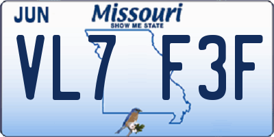 MO license plate VL7F3F
