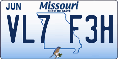 MO license plate VL7F3H