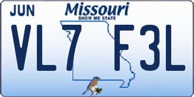 MO license plate VL7F3L