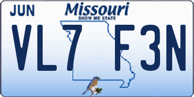 MO license plate VL7F3N