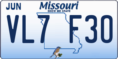 MO license plate VL7F3O