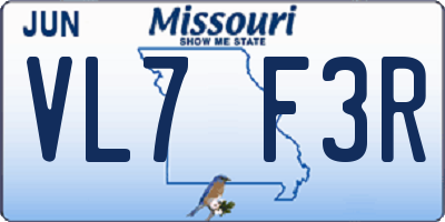 MO license plate VL7F3R