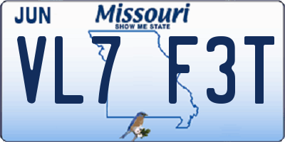 MO license plate VL7F3T
