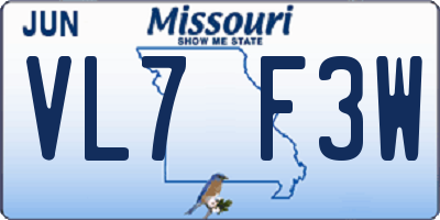 MO license plate VL7F3W