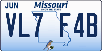 MO license plate VL7F4B