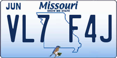 MO license plate VL7F4J