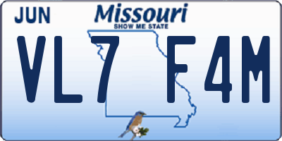 MO license plate VL7F4M