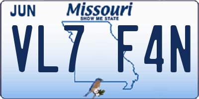 MO license plate VL7F4N