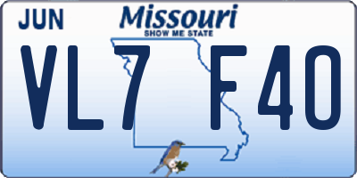 MO license plate VL7F4O
