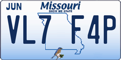 MO license plate VL7F4P