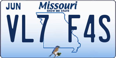 MO license plate VL7F4S