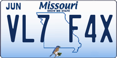 MO license plate VL7F4X