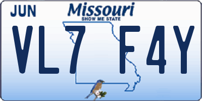 MO license plate VL7F4Y