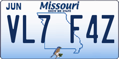 MO license plate VL7F4Z