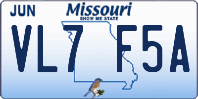 MO license plate VL7F5A