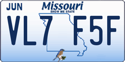 MO license plate VL7F5F