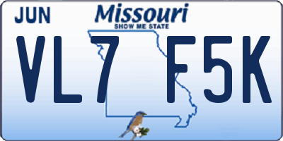 MO license plate VL7F5K