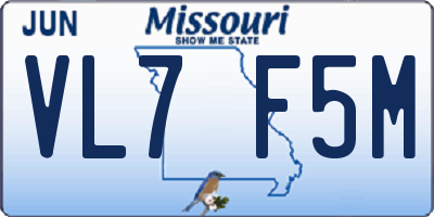 MO license plate VL7F5M