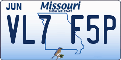 MO license plate VL7F5P