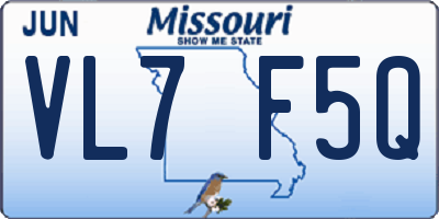 MO license plate VL7F5Q