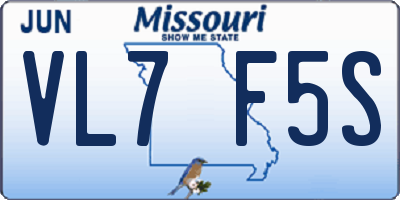MO license plate VL7F5S