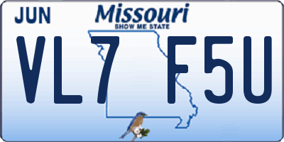 MO license plate VL7F5U