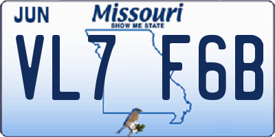MO license plate VL7F6B