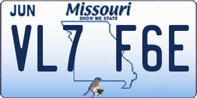 MO license plate VL7F6E