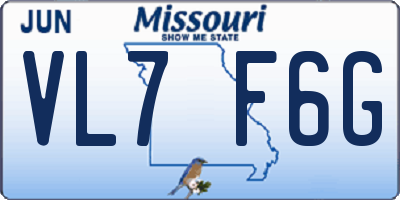 MO license plate VL7F6G