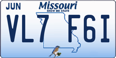 MO license plate VL7F6I