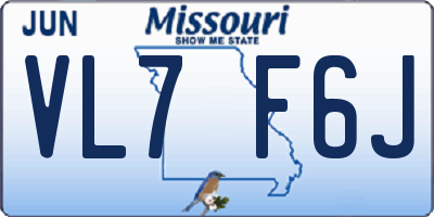 MO license plate VL7F6J