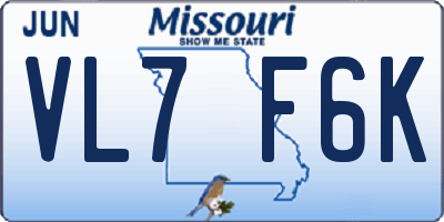 MO license plate VL7F6K