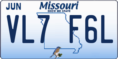 MO license plate VL7F6L