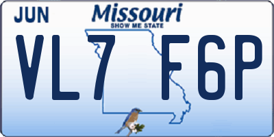 MO license plate VL7F6P