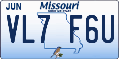 MO license plate VL7F6U
