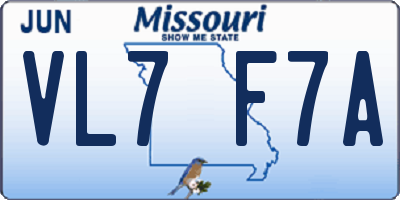 MO license plate VL7F7A