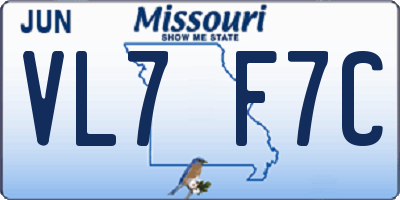 MO license plate VL7F7C