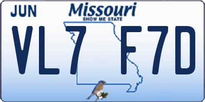 MO license plate VL7F7D
