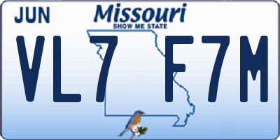 MO license plate VL7F7M