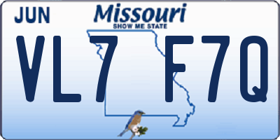 MO license plate VL7F7Q