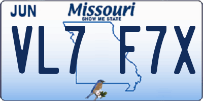 MO license plate VL7F7X