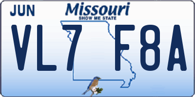 MO license plate VL7F8A