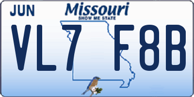 MO license plate VL7F8B