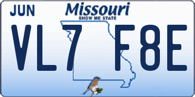 MO license plate VL7F8E
