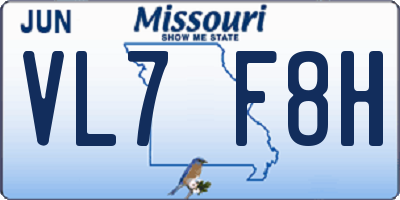 MO license plate VL7F8H